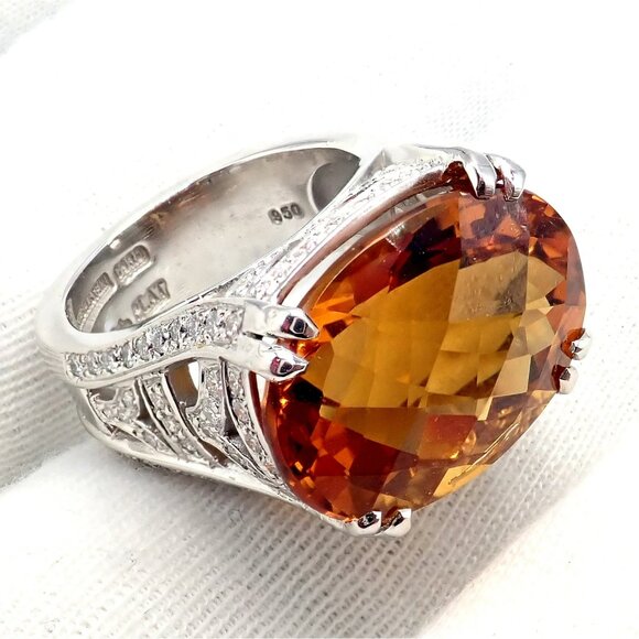 Kieselstein Cord Platinum 2.5ct Diamond Golden Citrine Cockatil Ring 1999 sz 6.5 - Picture 11 of 15